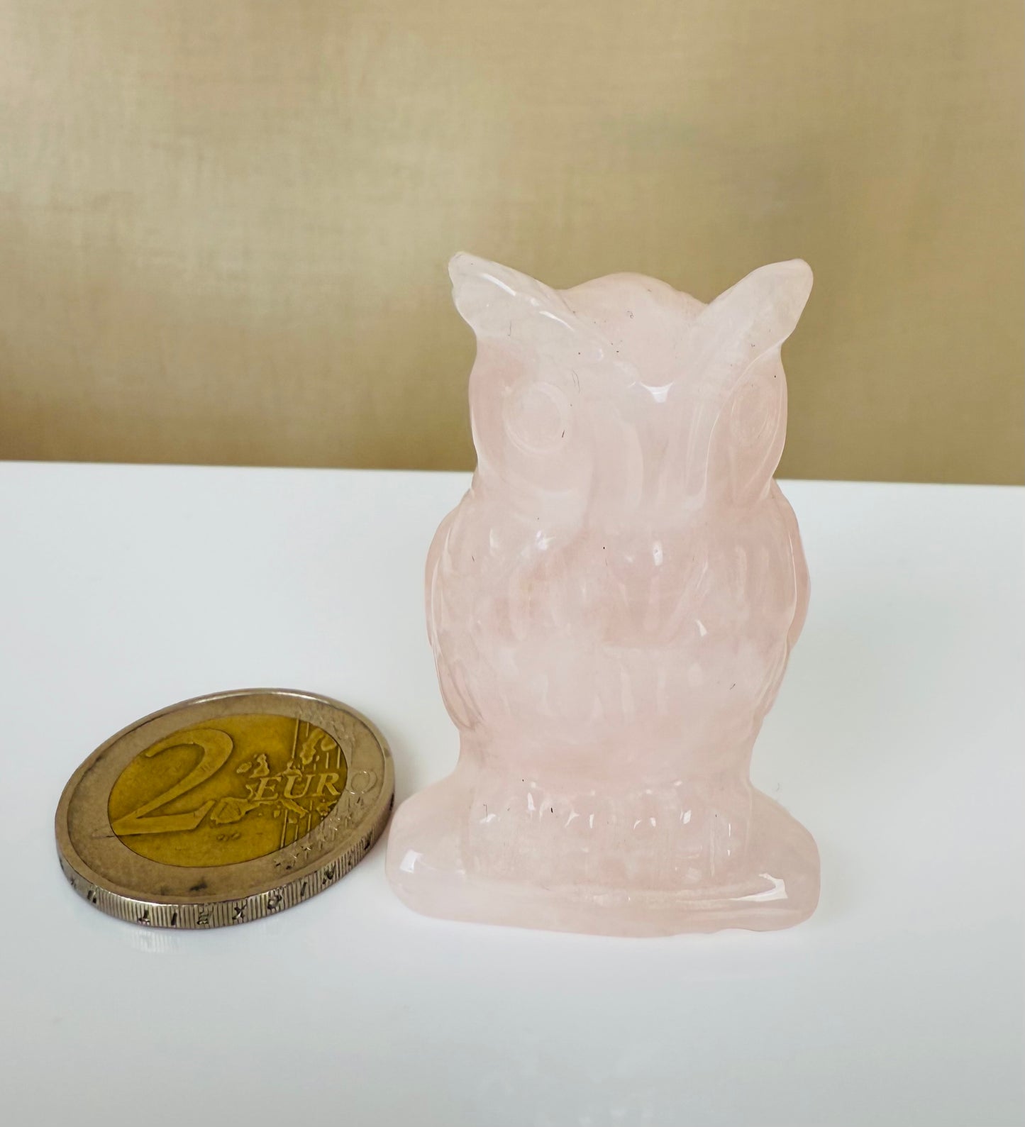 HIBOU EN QUARTZ ROSE