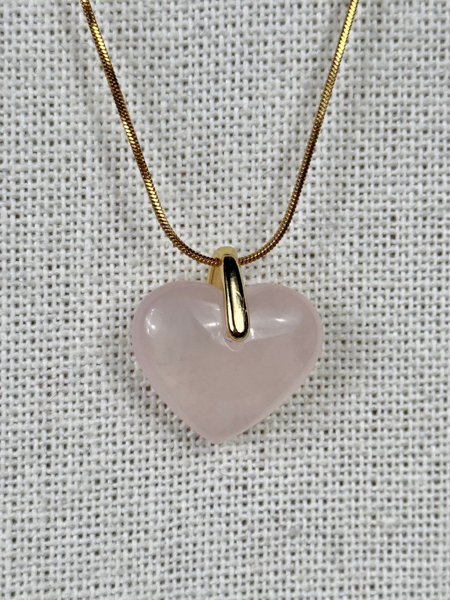 Collier Coeur Quartz Rose