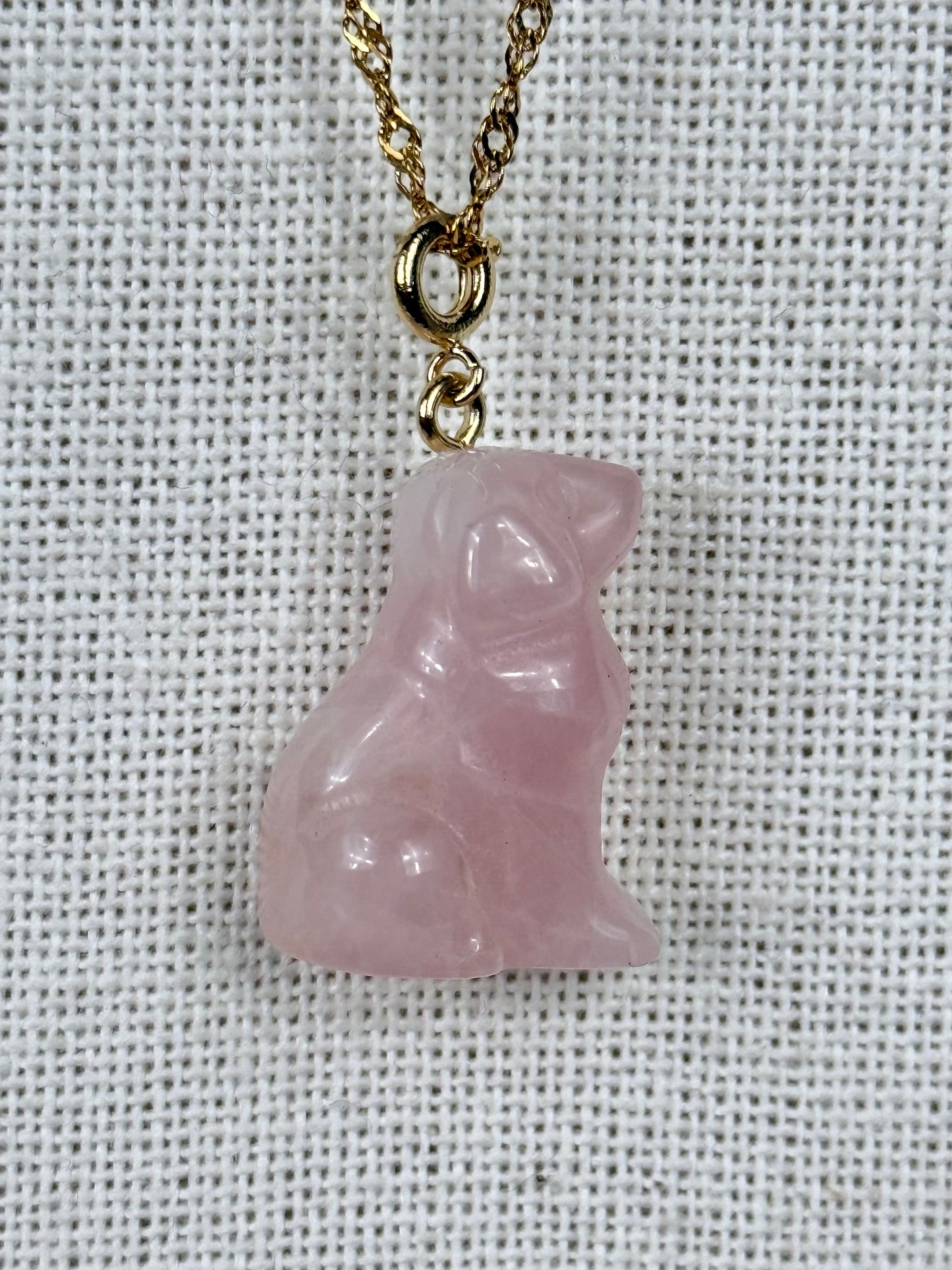 Collier Quartz Rose Labradore en doré