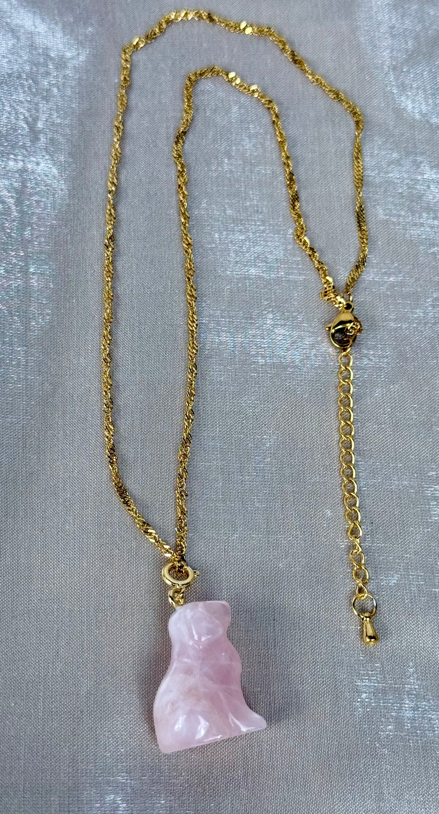 Collier Quartz Rose Labradore en doré