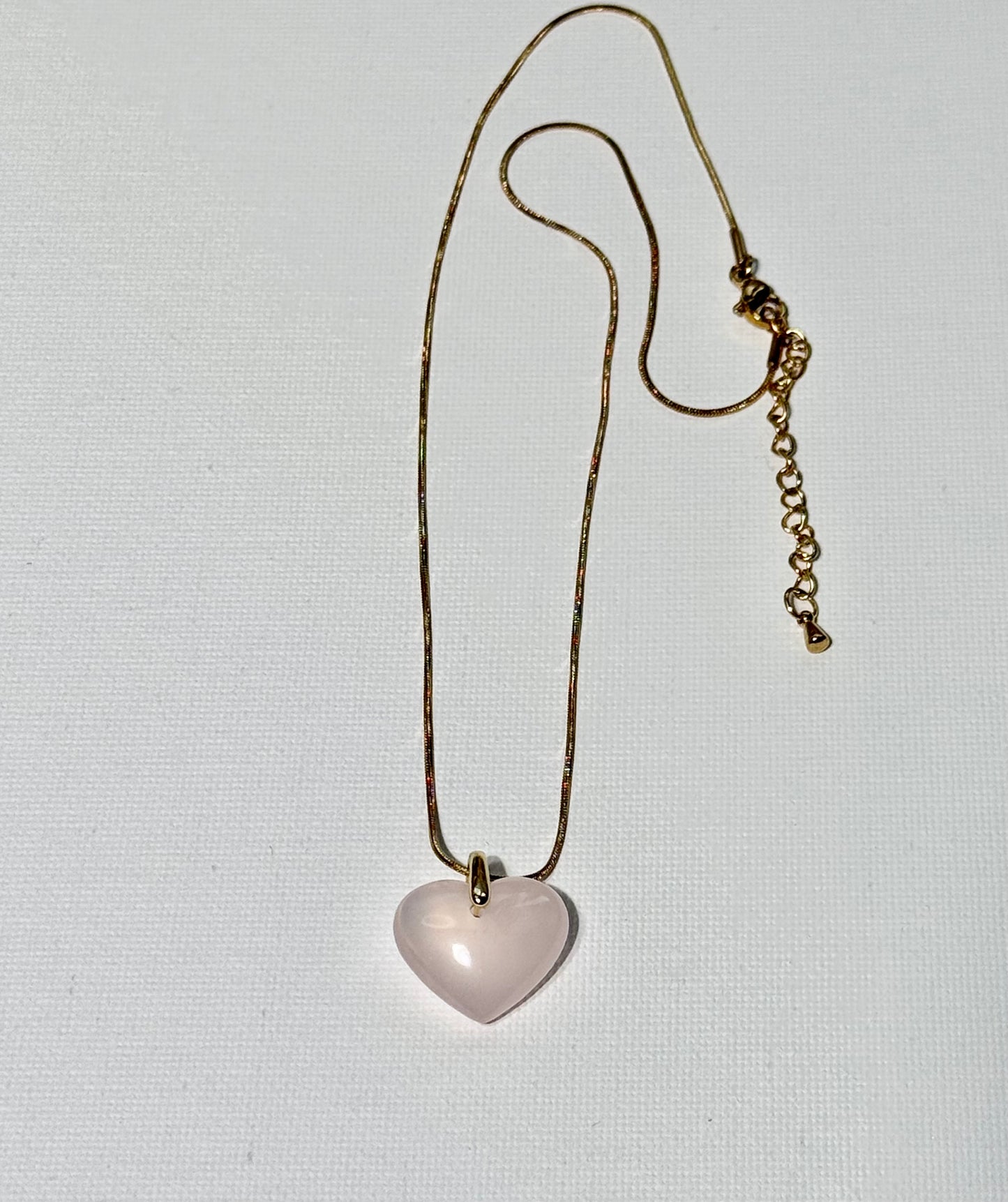 Collier Coeur Quartz Rose