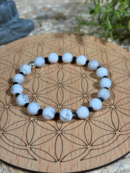 Bracelet en Howlite et Onyx