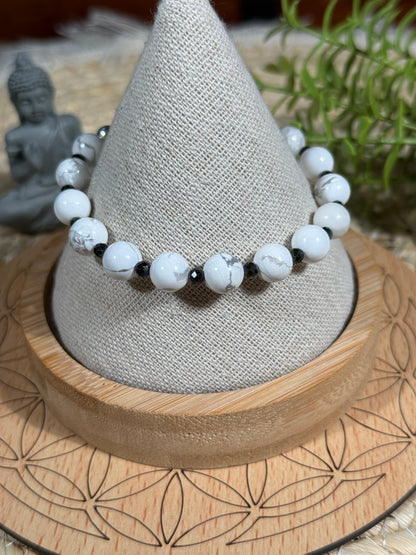 Bracelet en Howlite et Onyx