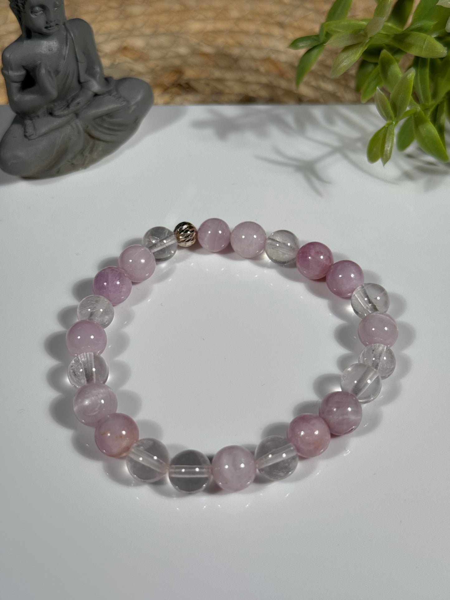 Bracelet en Kunzite et Cristal de Roche