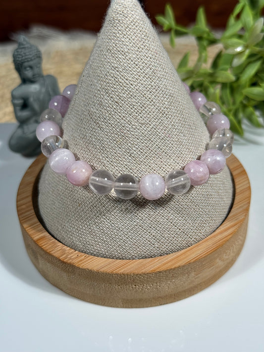 Bracelet en Kunzite et Cristal de Roche